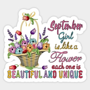 September Girl - Flower Basket Sticker